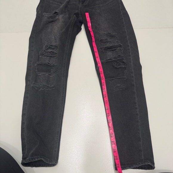 American eagle black gray distressed mom Jean size 0 - Picture 9 of 11